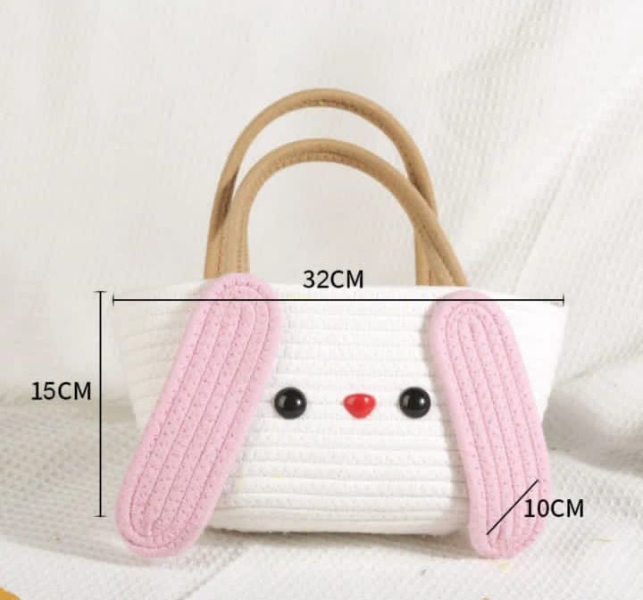 Cute Face Jute Cotton Handbag