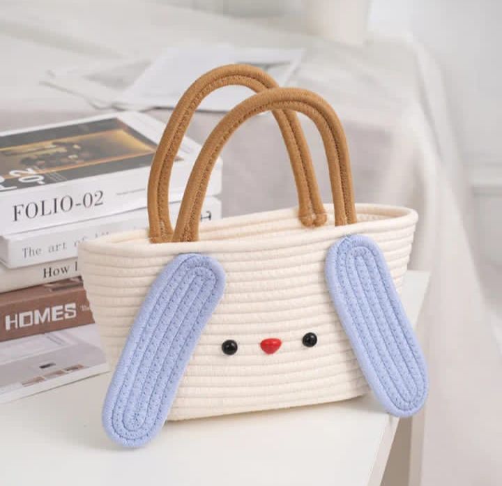 Cute Face Jute Cotton Handbag