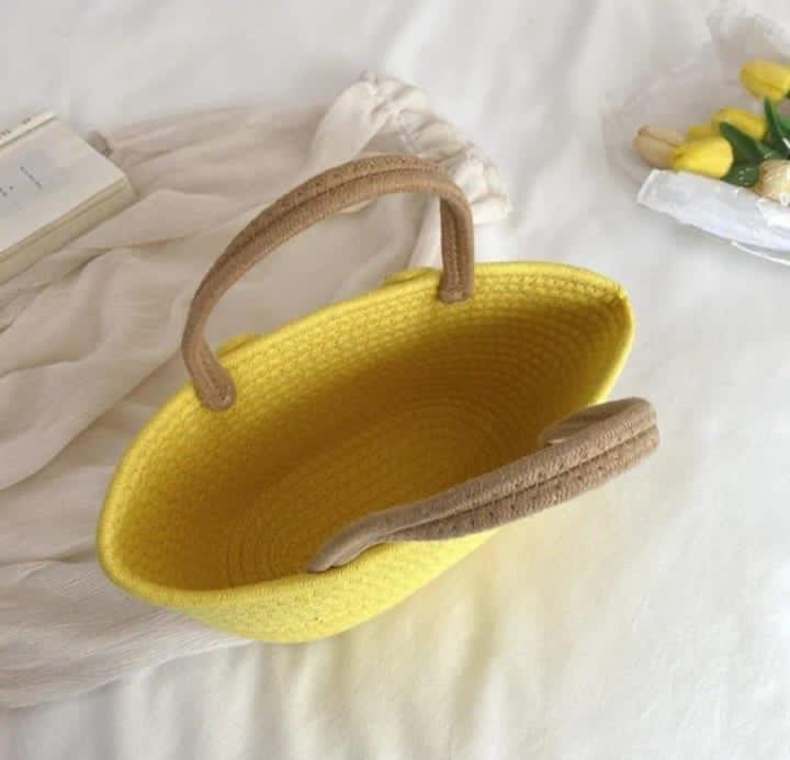 Cute Face Jute Cotton Handbag