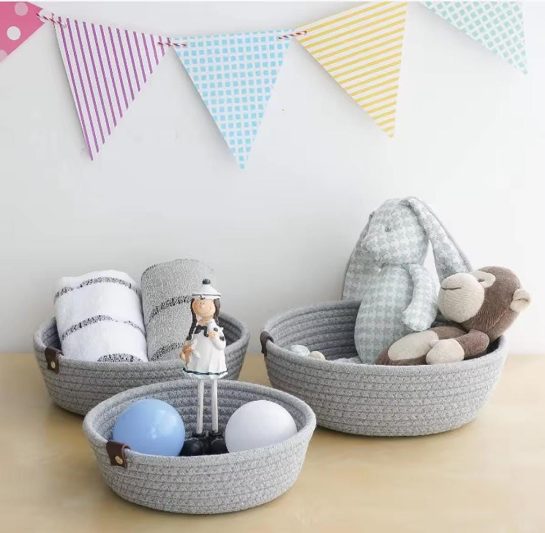 Cotton Rope Woven Storage Baskets 3-Pcs Set