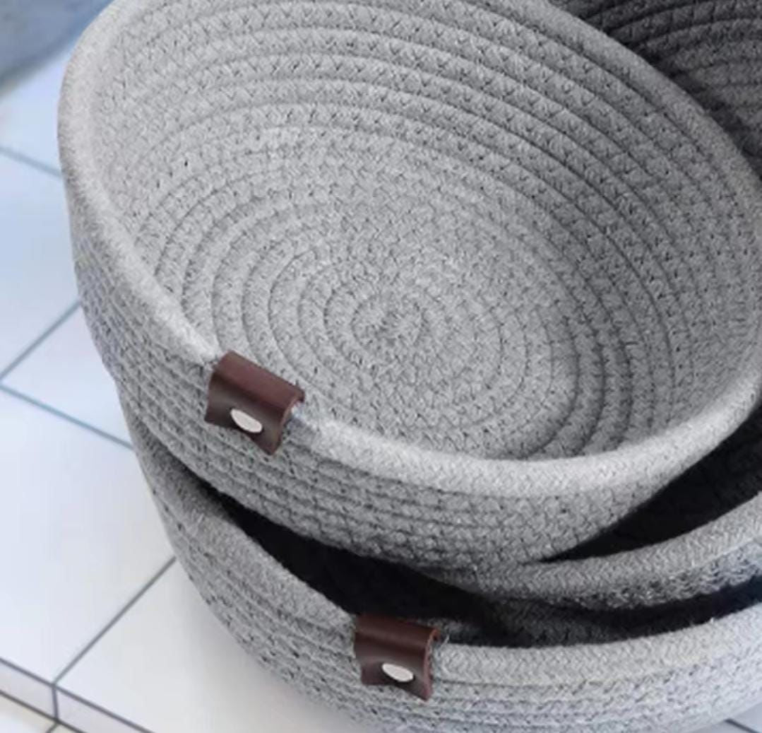 Cotton Rope Woven Storage Baskets 3-Pcs Set