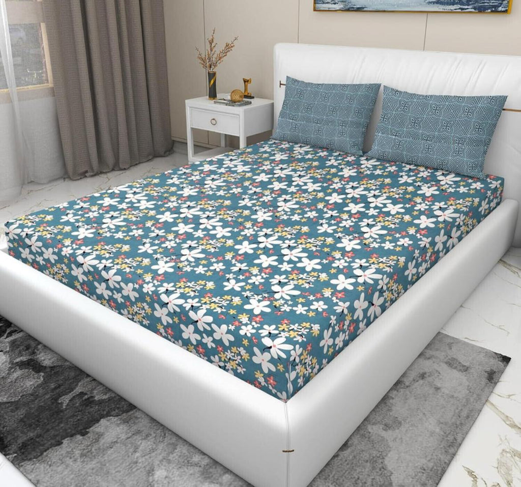 Elastic Fitted Bedsheet with Pillow Covers