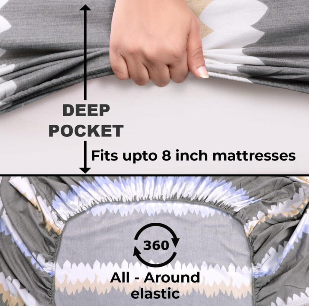 Elastic Fitted Bedsheet with Pillow Covers