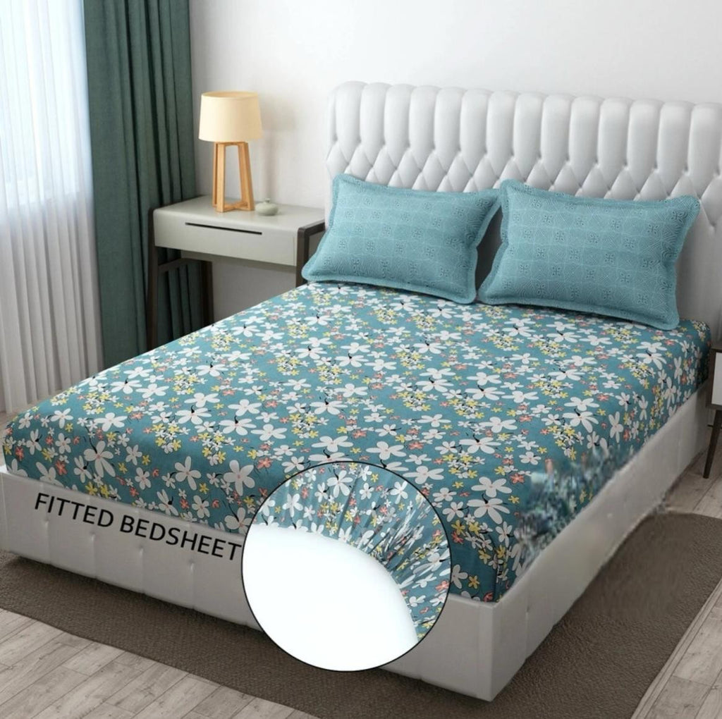 Elastic Fitted Bedsheet with Pillow Covers