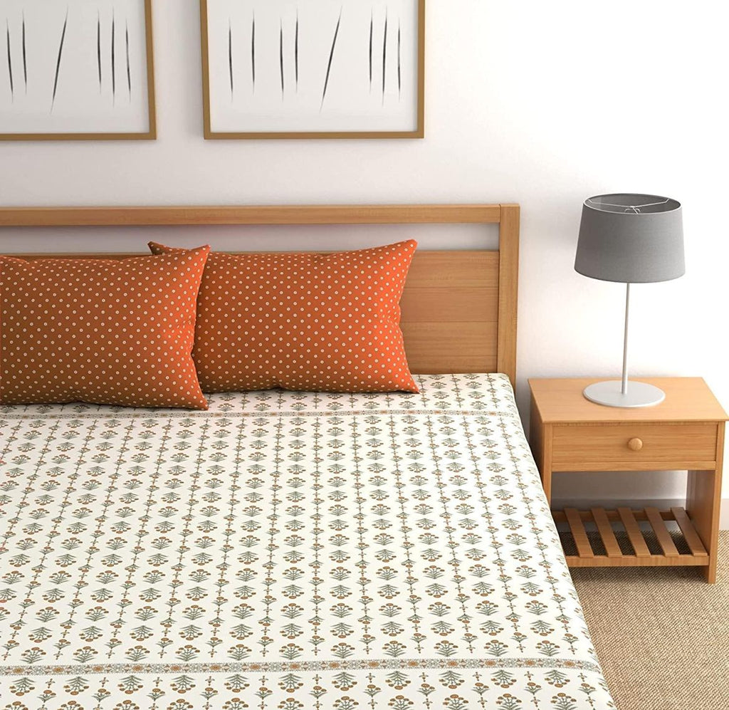 Elastic Fitted Bedsheet with Pillow Covers