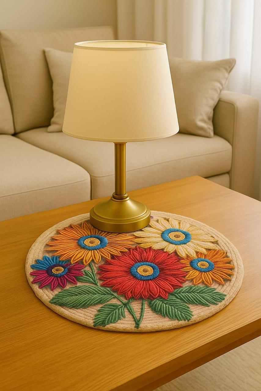 Leaf Designed Jute Table Mats - Pair of 2