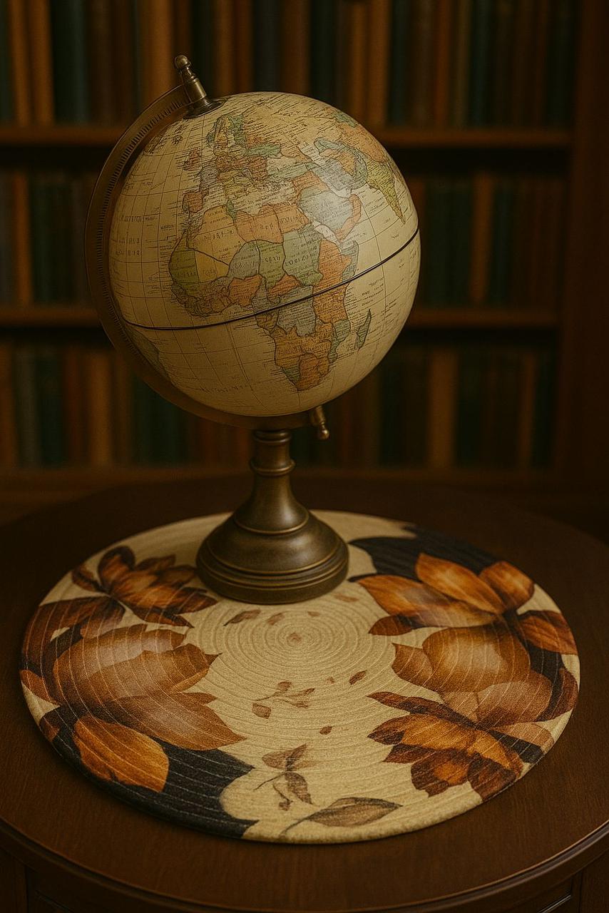 Leaf Designed Jute Table Mats - Pair of 2