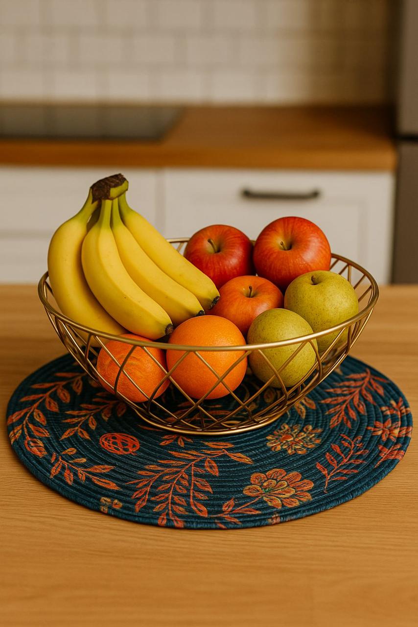 Leaf Designed Jute Table Mats - Pair of 2