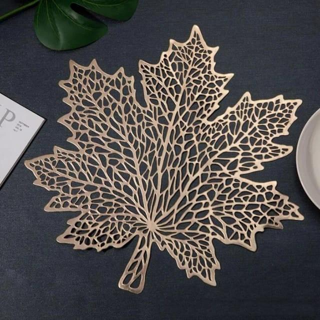 Luxurious Golden Leaf Table Mats 6Pcs. Combo