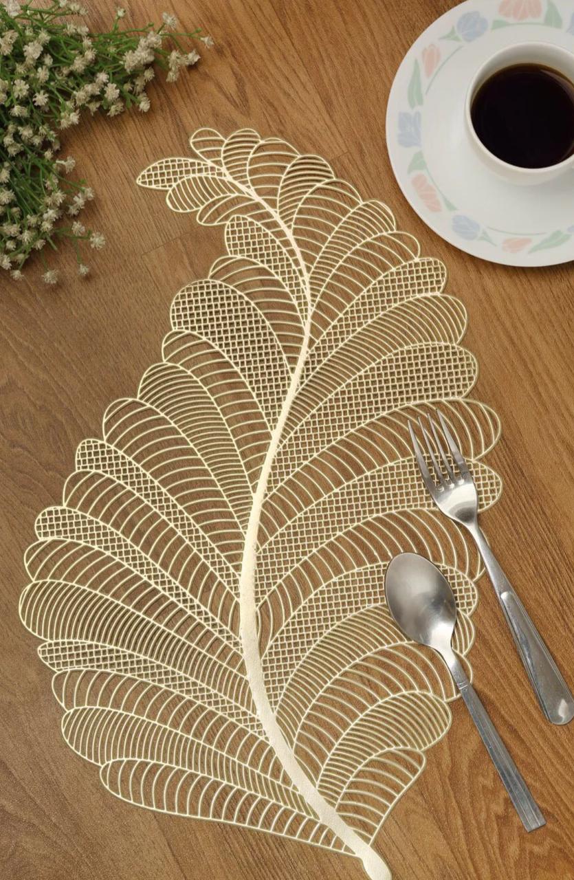 Luxurious Golden Leaf Table Mats 6Pcs. Combo