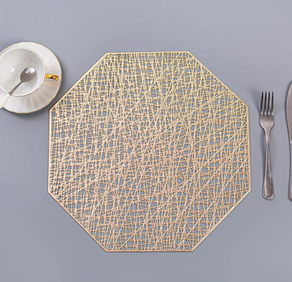Luxurious Golden Leaf Table Mats 6Pcs. Combo