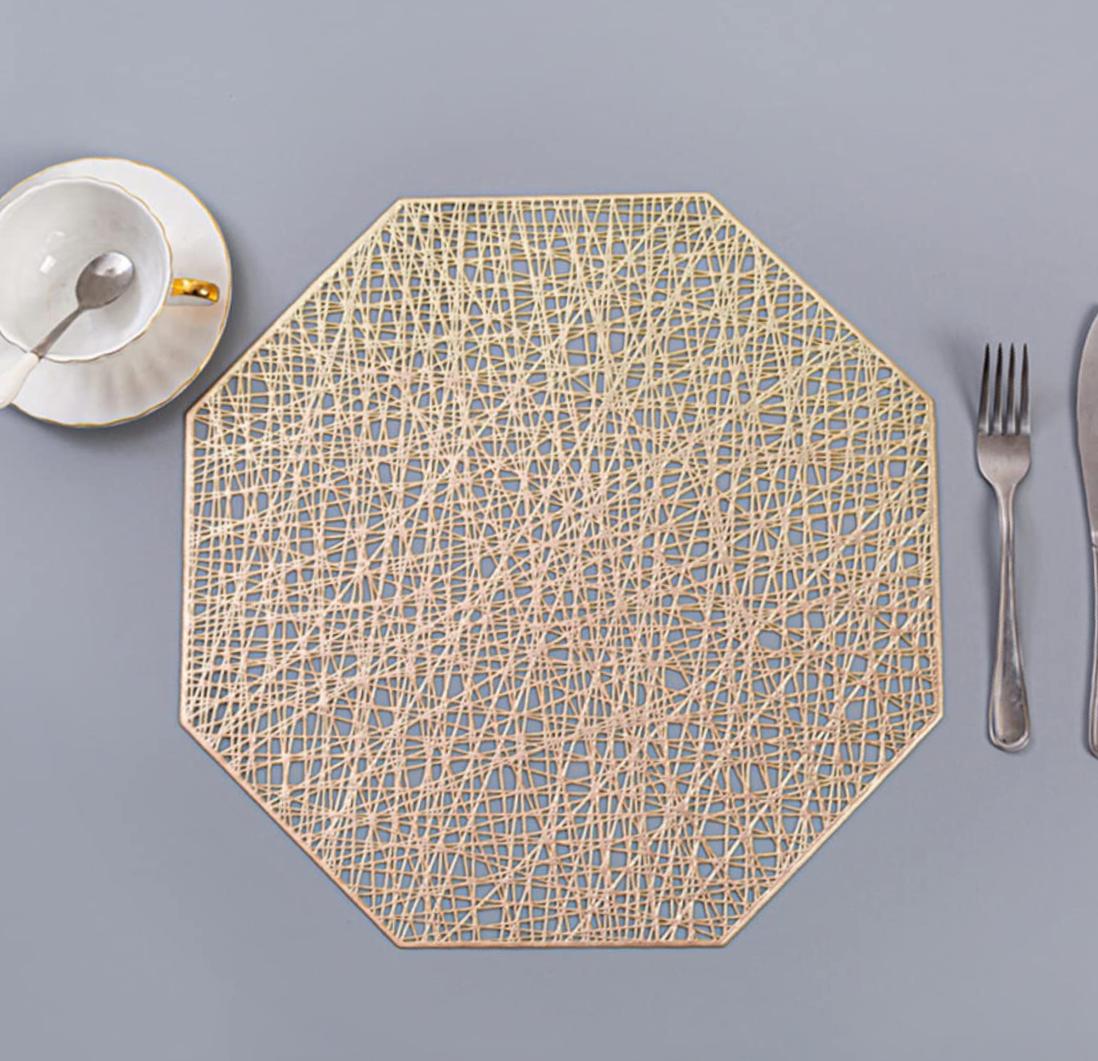 Luxurious Golden Leaf Table Mats 6Pcs. Combo
