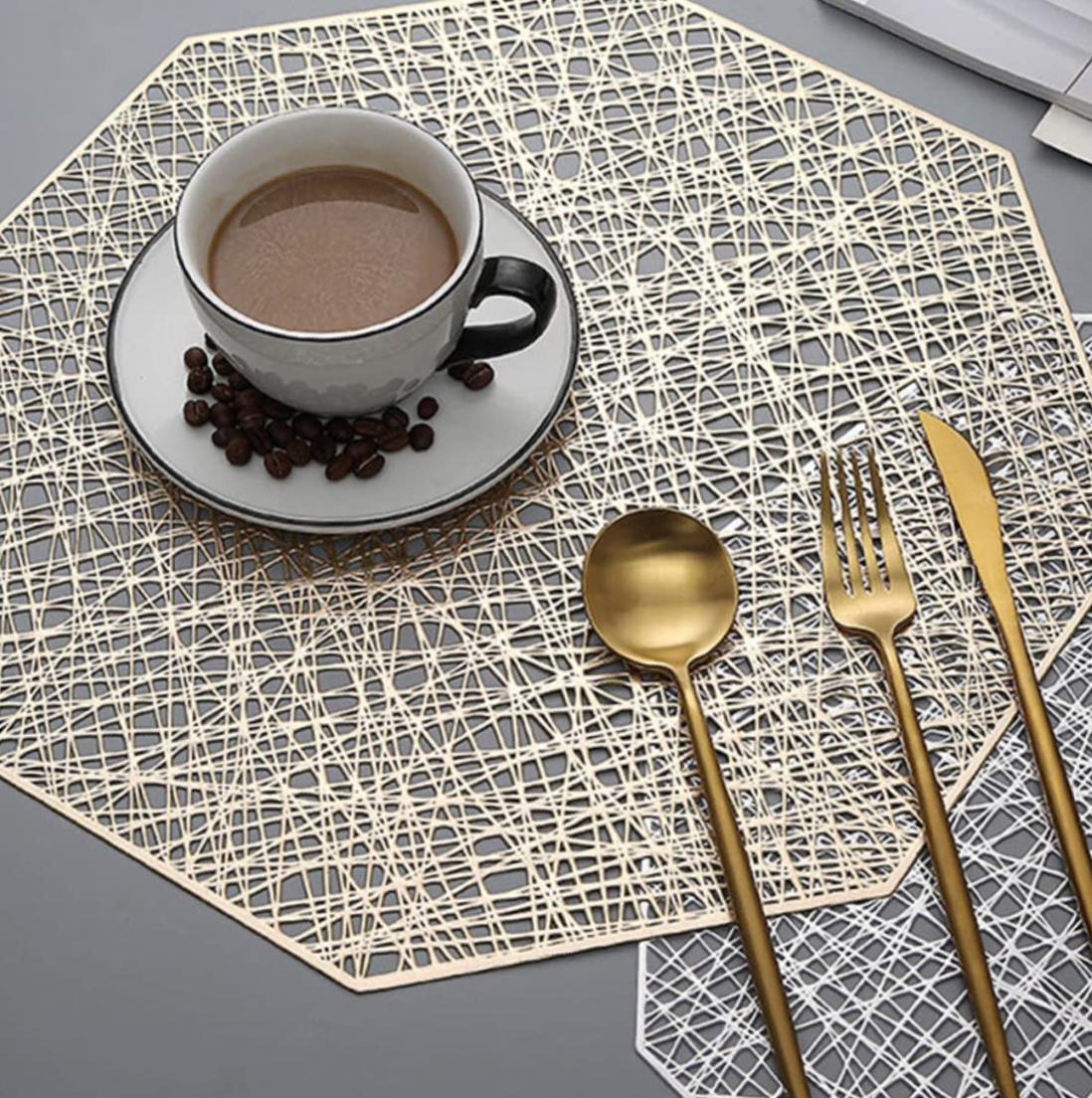Luxurious Golden Leaf Table Mats 6Pcs. Combo