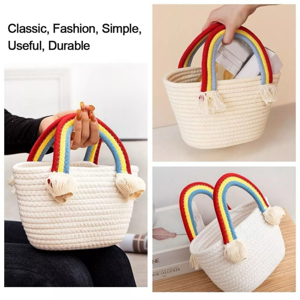 Rainbow Jute Cotton Handbag