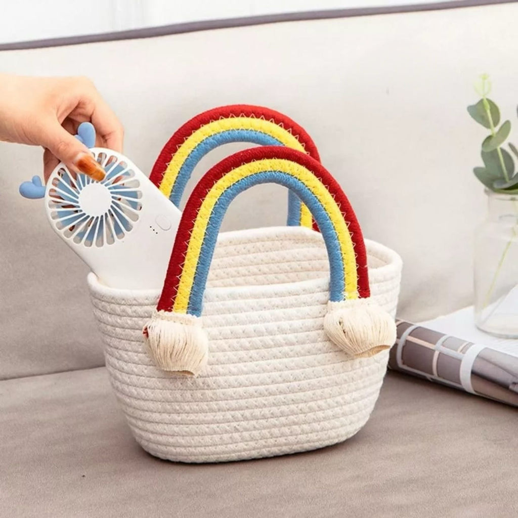 Rainbow Jute Cotton Handbag