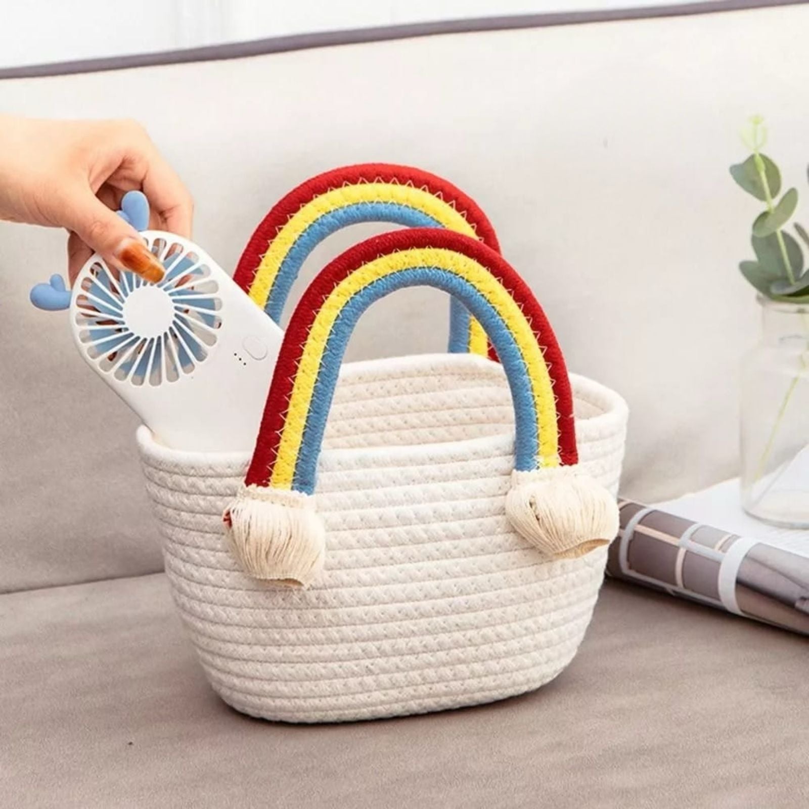 Rainbow Jute Cotton Handbag