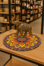 Rangoli Designed Jute Table Mats - Pair of 2