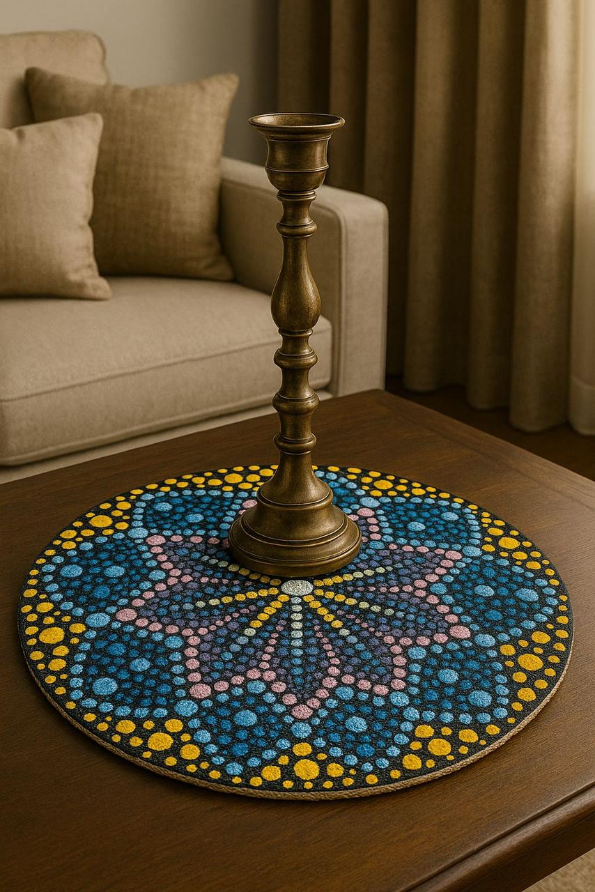 Rangoli Designed Jute Table Mats - Pair of 2