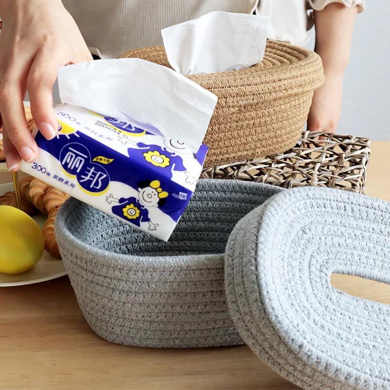 Cotton Rope Tissue Holder/Organizer Box